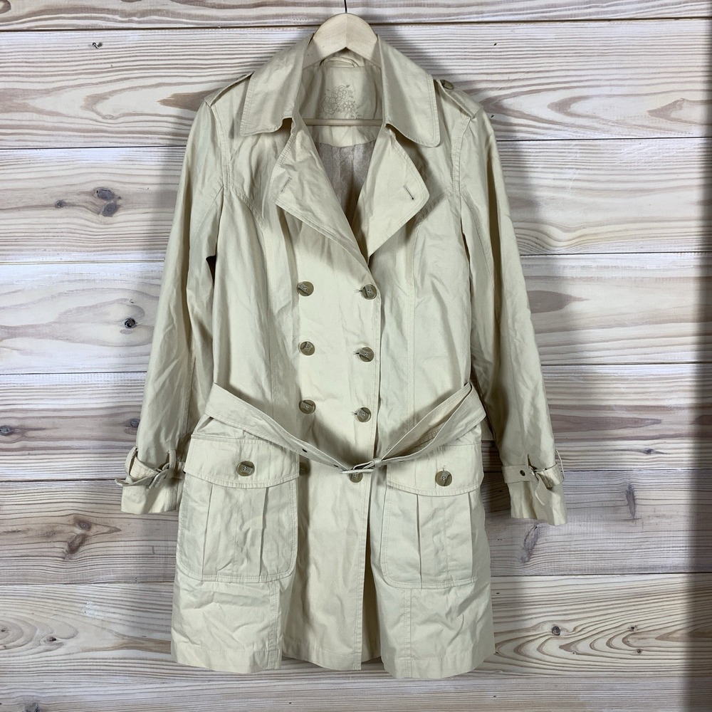 Tchibo TCM Trench Coat Women 10 UK 14/16‎ Beige Lightweight  Lined Boho Germany